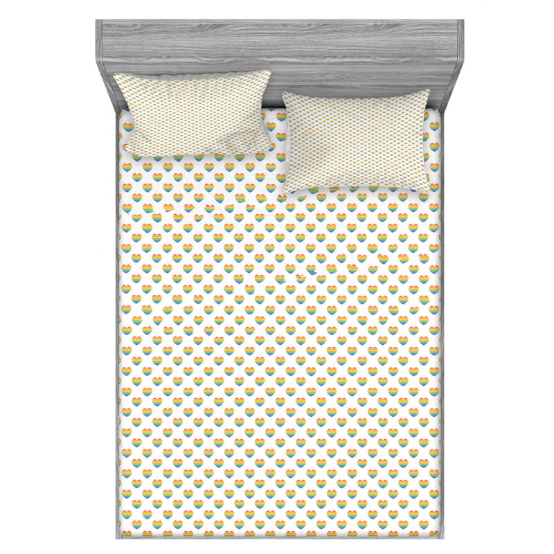 Ensemble de draps en microfibre Heart, Ensemble de draps pour grand lit + un drap-housse 