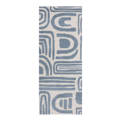 Abstract Area Rug in Dusty Blue