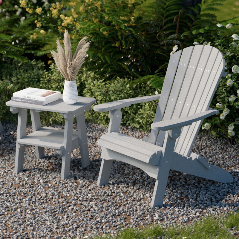 Ensemble Adirondack pliant 3 pièces avec table d'appoint Heritage, Gris clair
