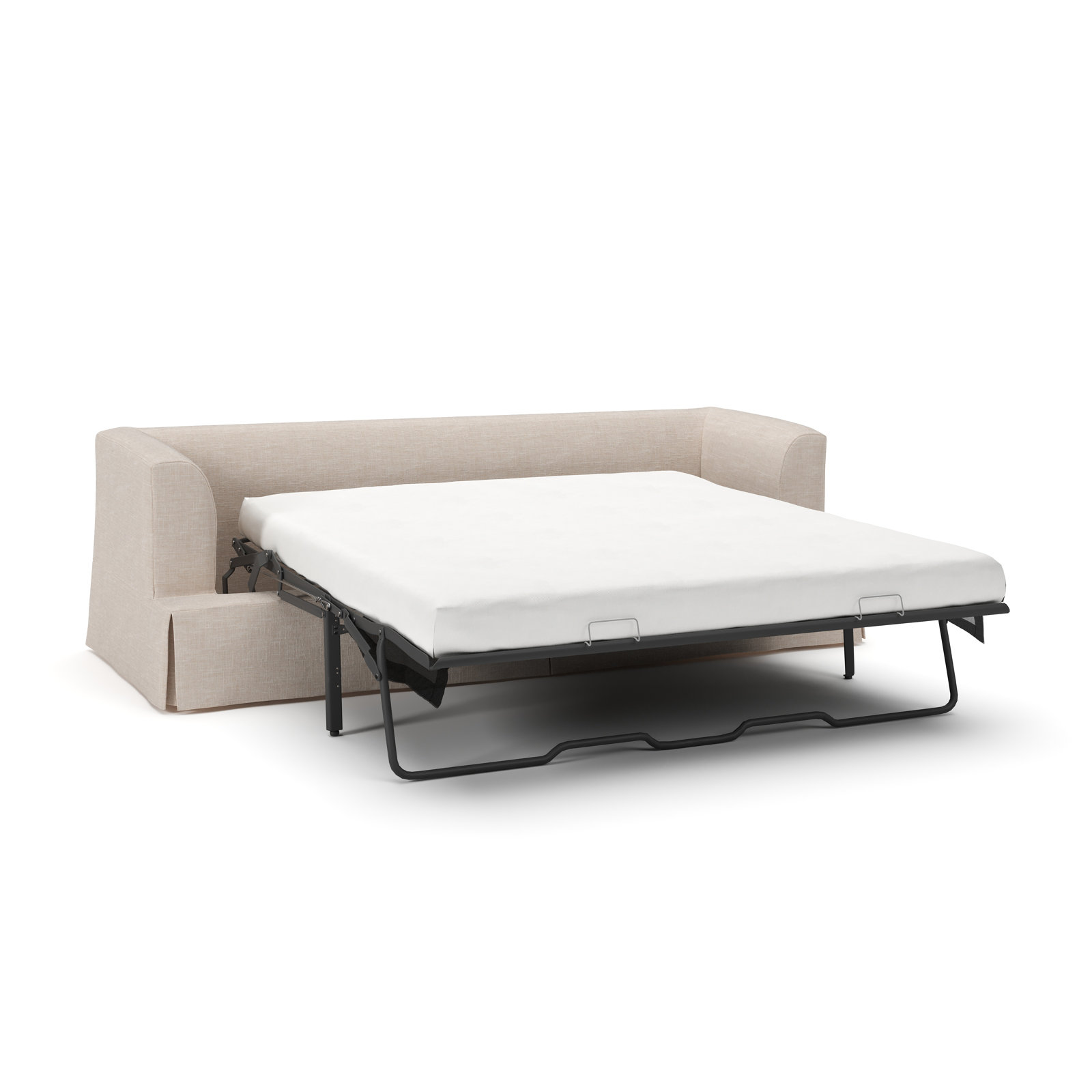 Lucia 92.5'' Upholstered Sleeper Sofa, Lena Sand Performance Linen Blend