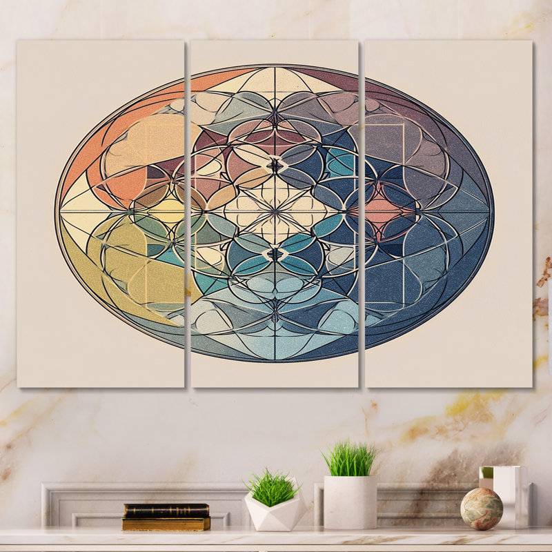 Sacré mystère rétro Alchimie Mandala V 3 pièces, H 28 po x l 36 po x P 1 po