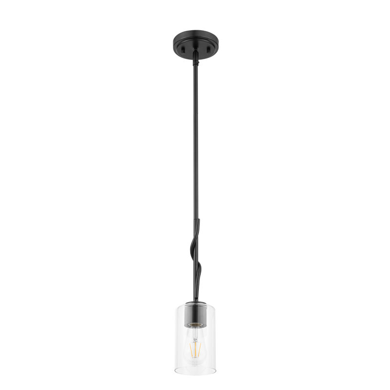 Mini-luminaire suspendu 1 lumière Lantier Noir mat avec verre transparent