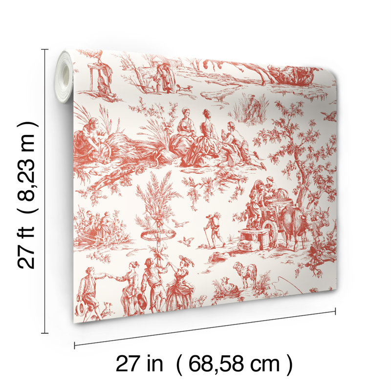 Rouleau de papier peint L 27 pi x l 27 po Manosque Seasons, Rouge