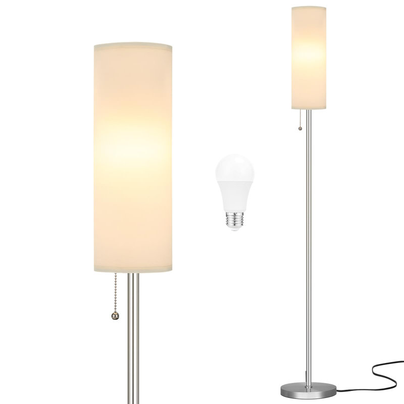Lampe sur pied 64 "avec abat-jour en lin pour chambre à coucher, lampe sur pied minimaliste, Beige, Noir, noir, noir, noir