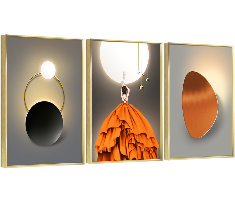Beauté, art mural encadré en aluminium - Ensemble de 3 reproductions encadrées sur toile, H 24,3 po x l 48,3 po x P 1,65 po