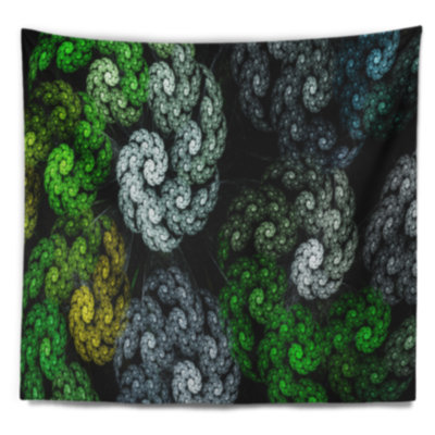 Tapisserie abstraite en spirales de fleurs exotiques et claires