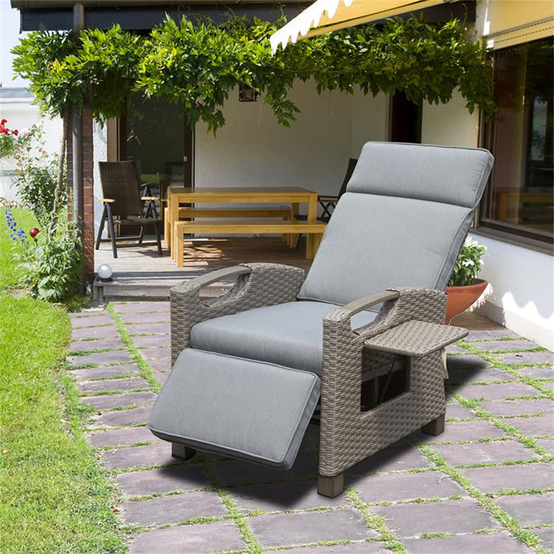 Fauteuil inclinable d'extérieur, Bleu, Brun