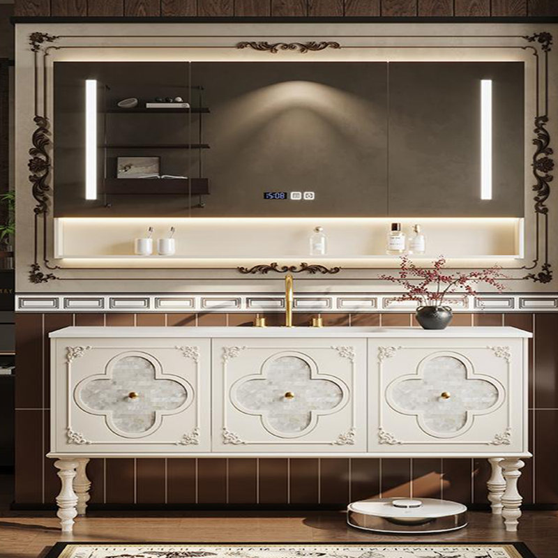 American-style fashionable bathroom cabinet, Off-White, 71"