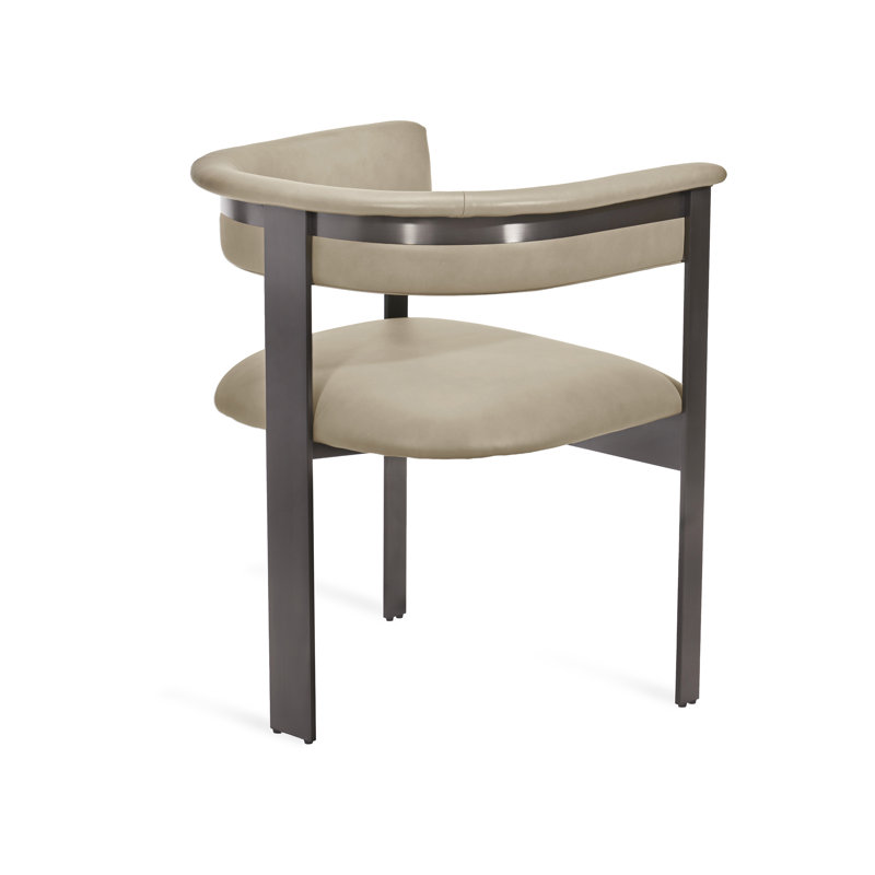 Darcy Upholstered Arm Chair, Taupe, Genuine Leather Graphite