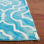 Tapis ivoire / turquoise en laine touffeté à la main à motif géométrique-16766576