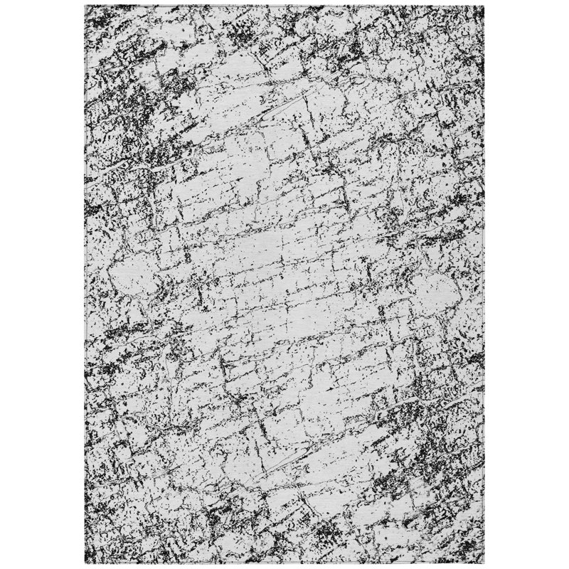 Tapis intérieur lavable abstrait 3 pi x 5 pi blanc