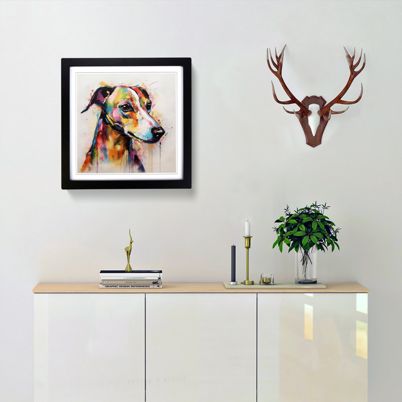 Whippet Abstract Expressionism No.1 - Framed Print, Black