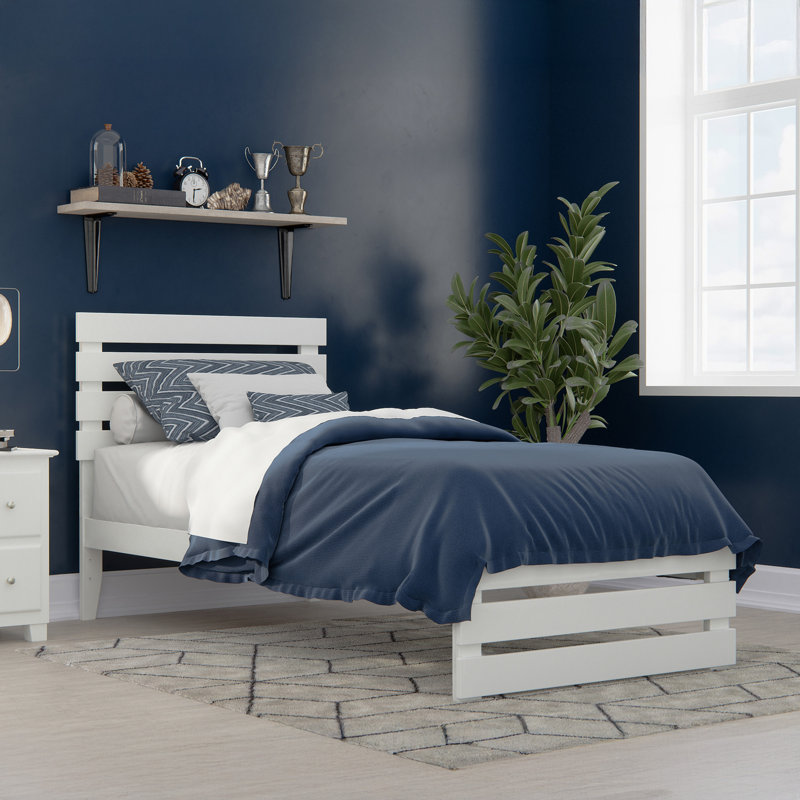 Lit plateforme Jaqson, Blanc, Simple extra long