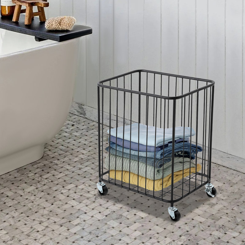 Large-Size Metal Laundry Basket Cart