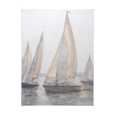 Toile texturée embellie à la main Plein Air Voiliers I par Ethan Harper