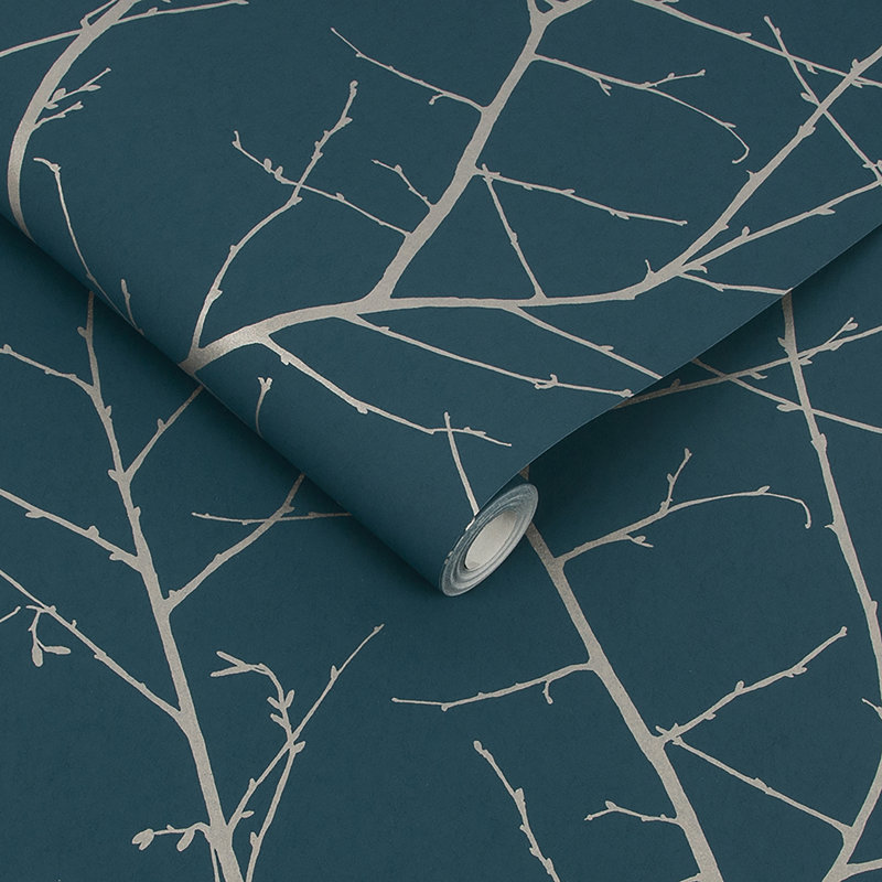 Papier peint floral Lebofsky, Bleu sarcelle