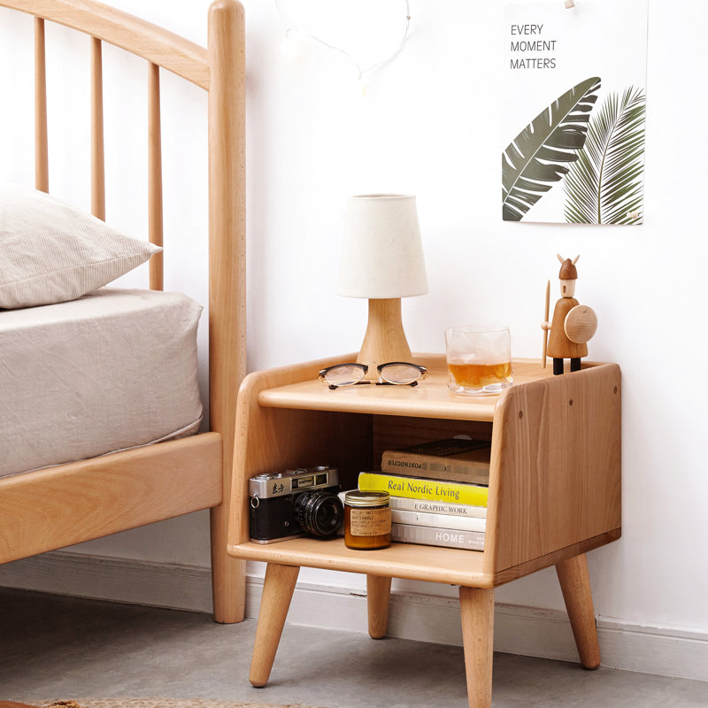 Table de chevet simple chambre à coucher - bois de hêtre massif pour l'organisation européenne avec une faible odeur