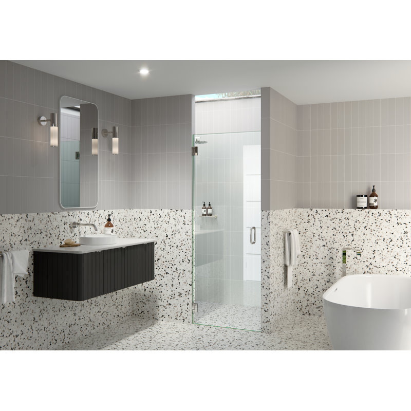Albedo 29 in. x 78 in. Fully Frameless Hinge Shower Door, Polished Nickel