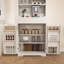 Buffet blanc avec huche - Buffet de cuisine moderne avec 2 tiroirs et portes de grange