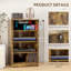 Armoire audio-vidéo moderne à 4 niveaux avec tablettes réglables, portes en verre trempé et gestion des câbles, brun rustique