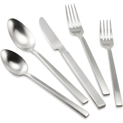 Ensemble de couverts en acier inoxydable 18/10 de qualité supérieure - Argenterie forgée à la main avec poignée cuboïde, ensemble de couverts 20 pièces pour 4, fini mat lavable au lave-vaisselle