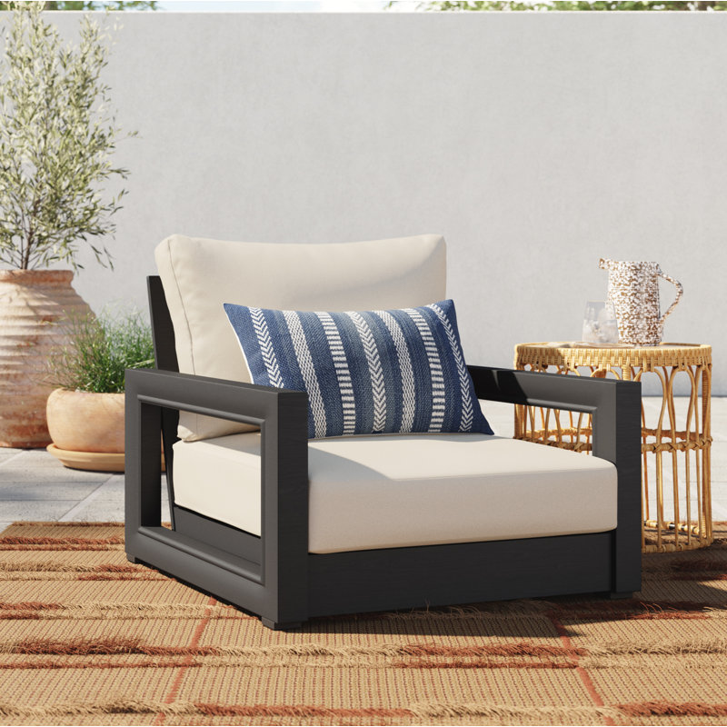 Positano Embroidered Lumbar Pillow Cover, Blue/Ivory, Polyester/Polyfill