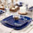 Ecoquality Square Chanukah Blue Plate Set With Silver Design 12 Guests-100821164