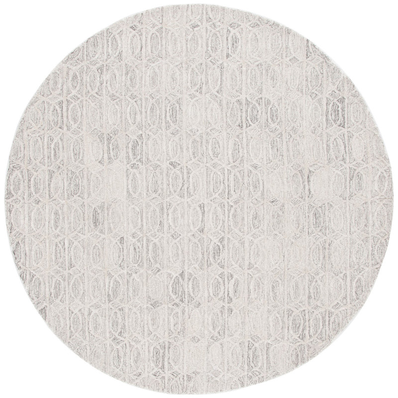 Ebony Hand Tufted Wool Viscose Cotton with Latex Geometric Rug in Light Brown/Ivory, Round 6'