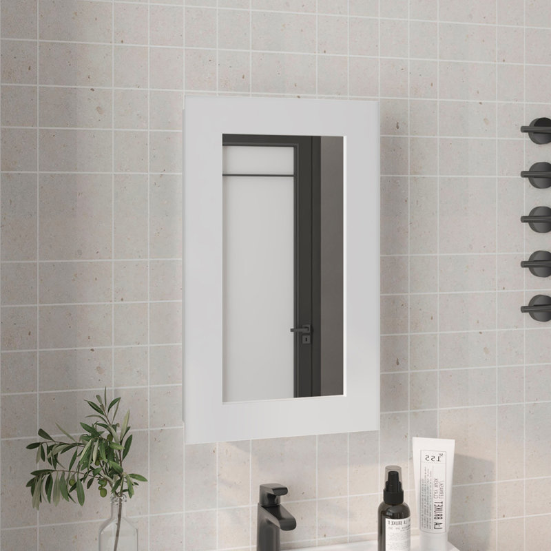 Pharmacie H 25,7 po, 1 porte, 3 tablettes, 1 miroir , Blanc