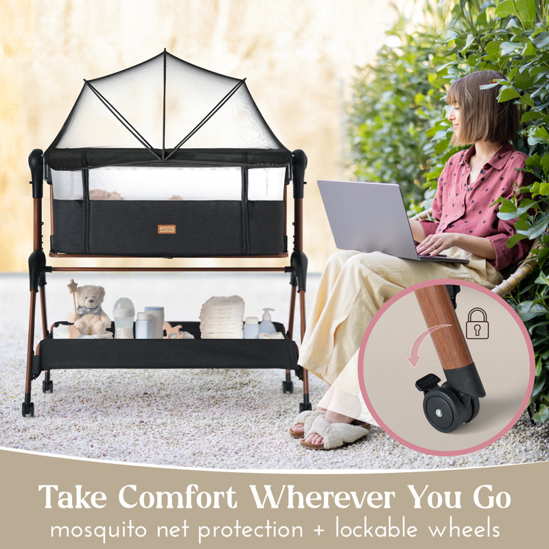 Bedside Cot with Mattress and Stand