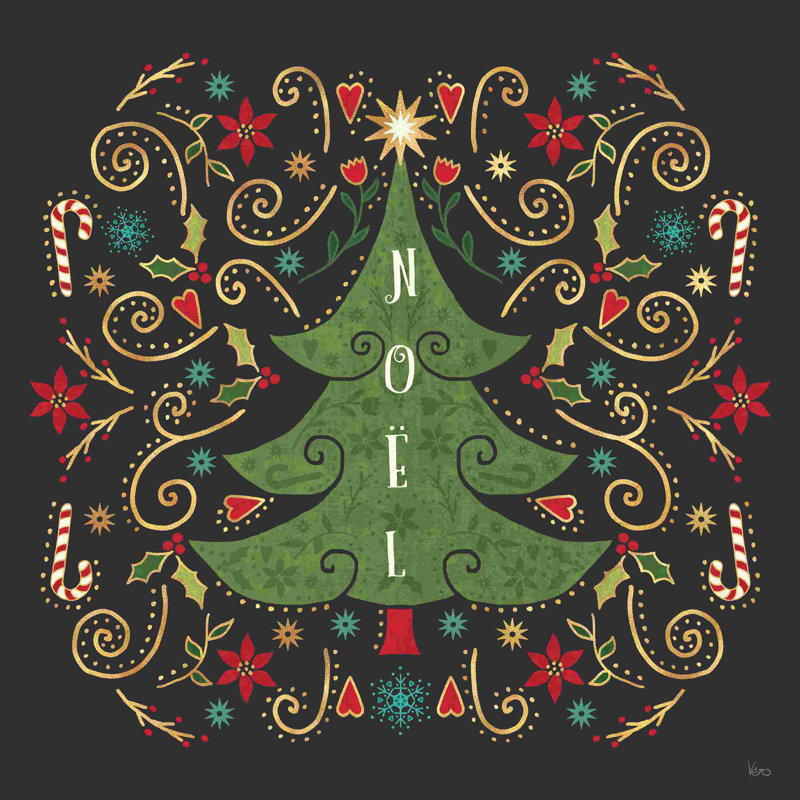 Otomi Holiday IX - noir, H 12 po x l 12 po, Oui, Papier avec cadre blanc