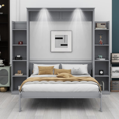 Murphy Bed Wall Bed With Shelves And LED Lights