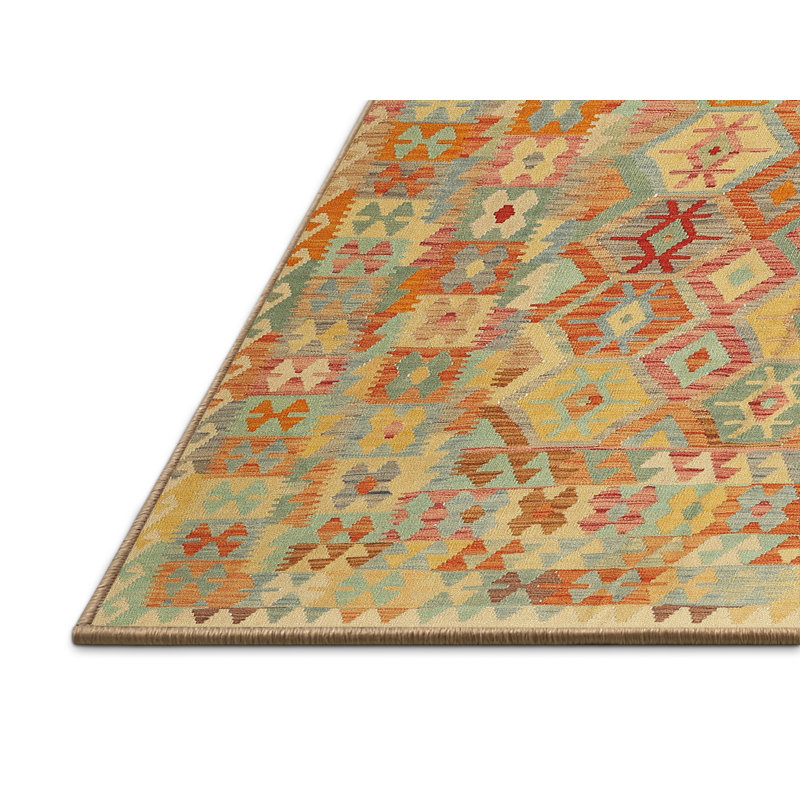 Tapis orange/jaune/vert contemporain, Rectangle 2 pi x 3 pi