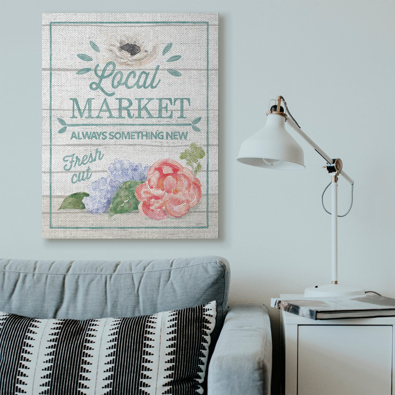 « local market fleurs rustique », impression, H 36 po x l 48 po x P 1,5 po, Toile tendue