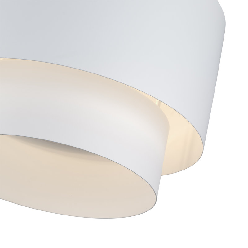 Plafonnier semi-encastré blanc moyen 2 lumières Acklin, Blanc, Blanc