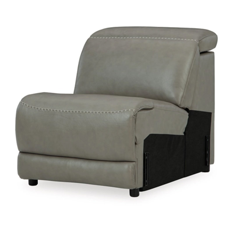 Fauteuil modulaire Reze, cuir véritable gris clair, rembourrage doux