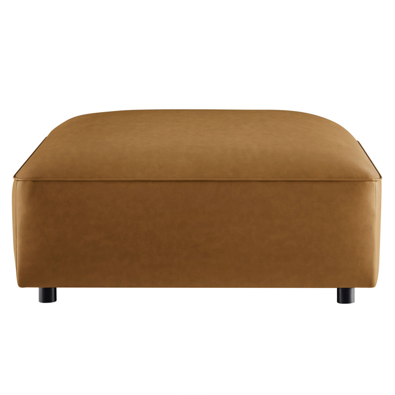 Auren Upholstered Vegan Leather Ottoman, Camel