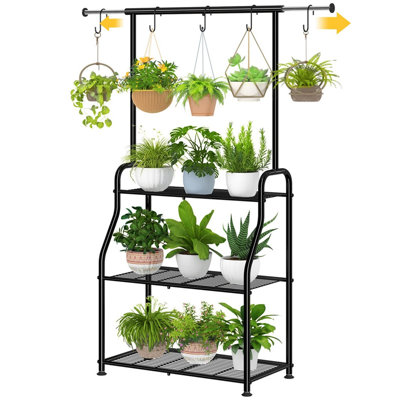 Étagère murale en métal à 3 niveaux pour plantes, support de rangement flottant décoratif pour jardin intérieur, salon et balcon