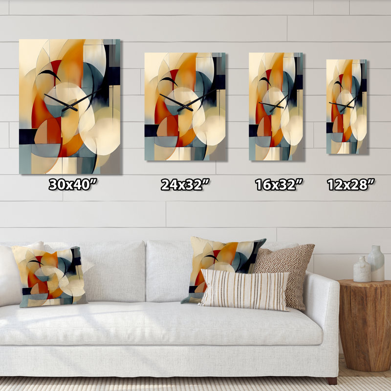 Jacarius - Horloge murale géométrique moderne, H 32 po x l 24 po x P 1 po
