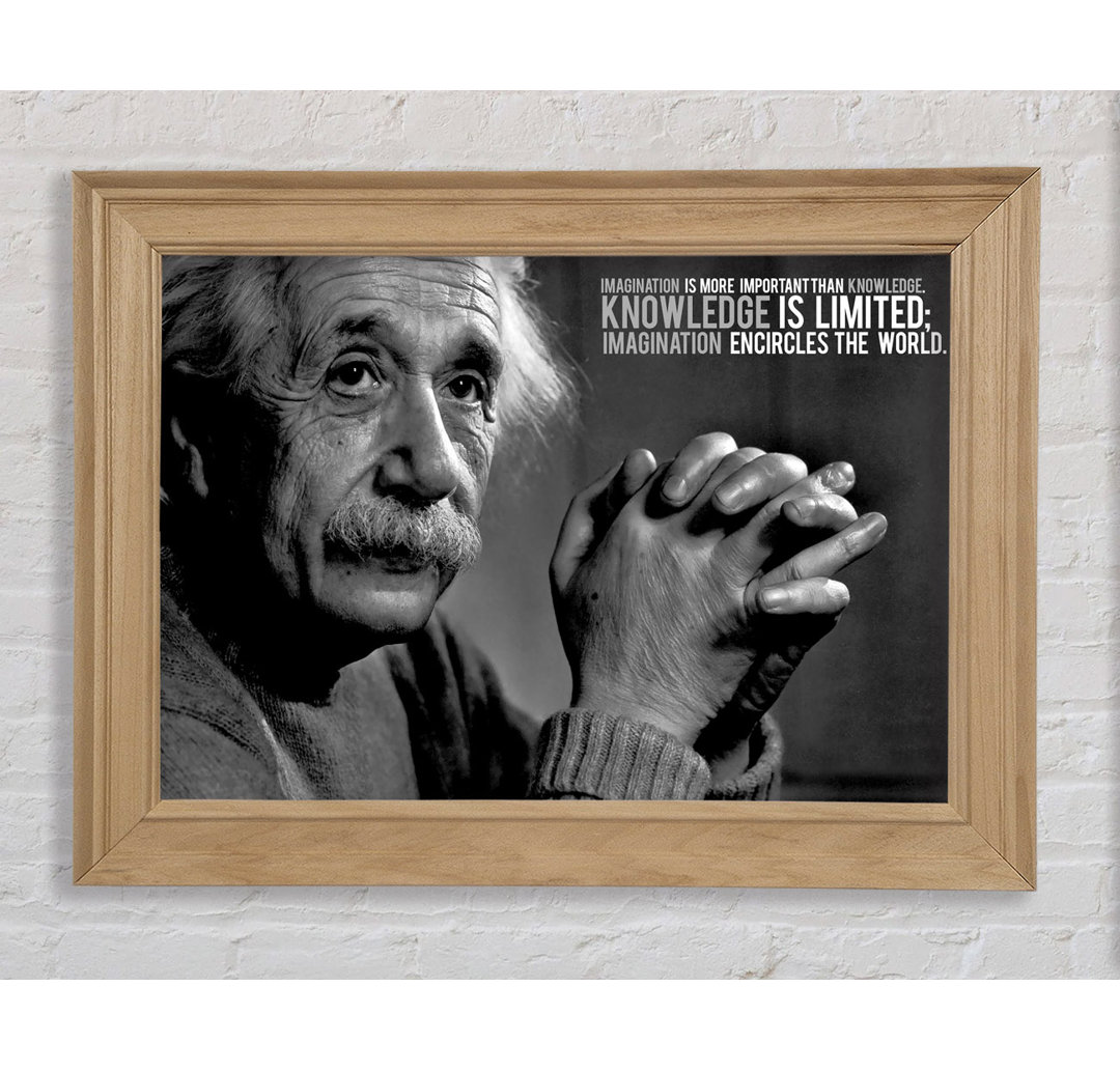 Motivierendes Zitat Albert Einstein Vorstellungskraft ist wichtiger Gerahmter Druck Wandkunst