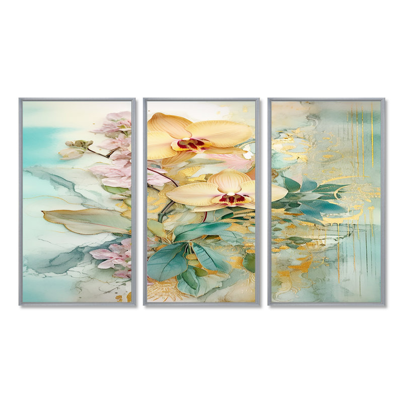 Ballantine - ensemble de reproduction d'art mural orchidée, H 28 po x l 36 po, Argent argent