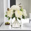 Arrangement de fleurs de pivoines artificielles mélangées dans un vase en verre avec de l'eau artificielle (crème)-1505443485