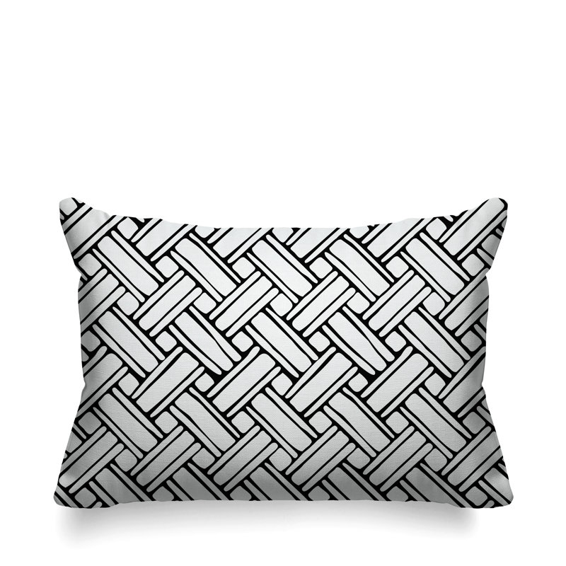  Housse et insert de coussin d'extérieur rectangulaire Karter, Blanc noir