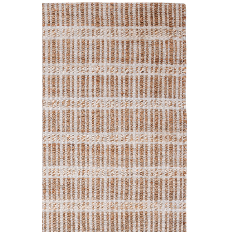 Sonnier Striped Flatweave Ivory/Natural Area Rug, Rectangle 4' x 6'