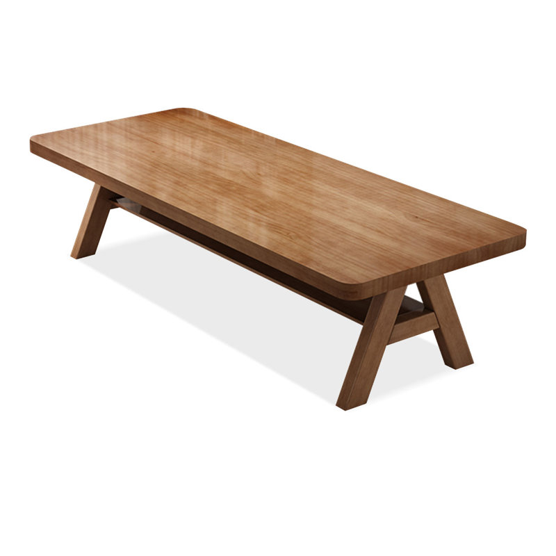 Nut-brown Rectangular Solid Wood desk, 29.53" H x 86.61" W x 39.37" D