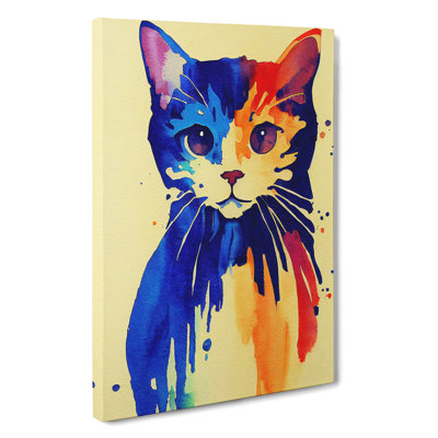 Watercolour Kitten Cat - Wrapped Canvas