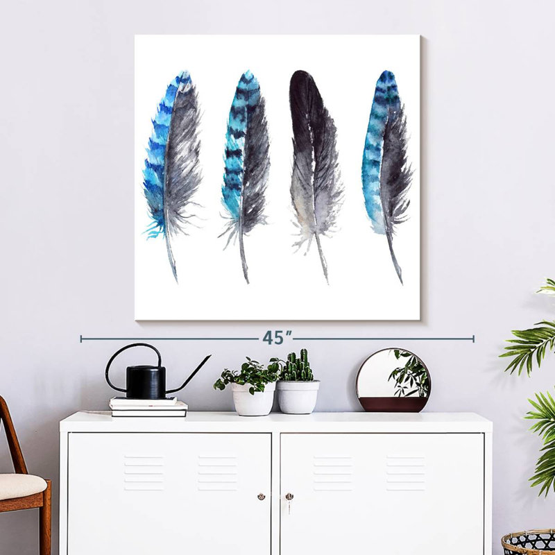 Kerner Blue Jay Feathers, 33" H x 33" W