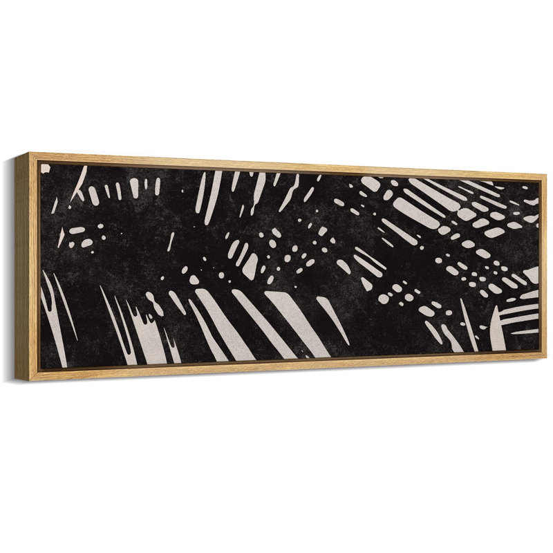 Abstrait botanique abstrait noir et blanc, H 20 po x l 60 po, Naturel