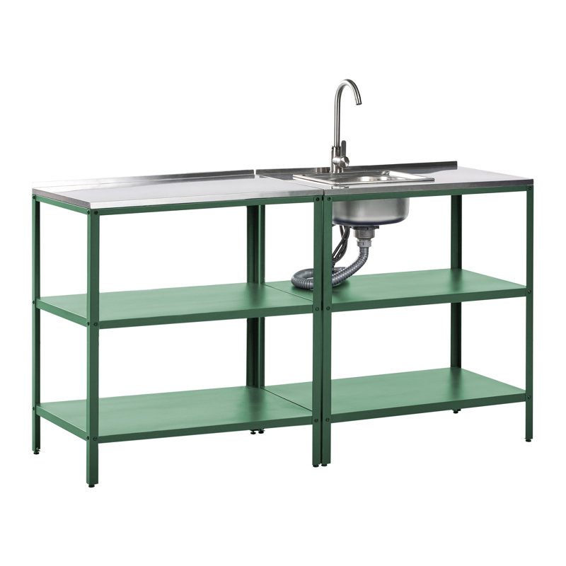 2 Piece Outdoor Kitchen Set with Sink VILAMA Green