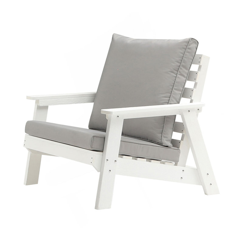 Canapé d'extérieur simple avec coussin toutes saisons, blanc / gris